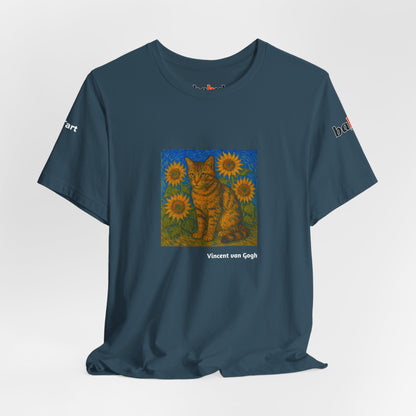 CATART Unisex Jersey Cat T-Shirt - Vincent van Gogh - Iconic Painting Reimagined with Cats