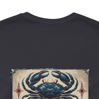 Cancer - Gothic Zodiac T-Shirt. Blue graphic on the back.  Zodiac in the Shadows