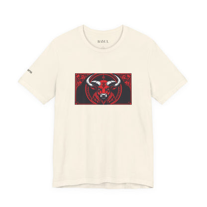 Taurus - Gothic Zodiac T-Shirt. Red graphic in front.  Zodiac in the Shadows