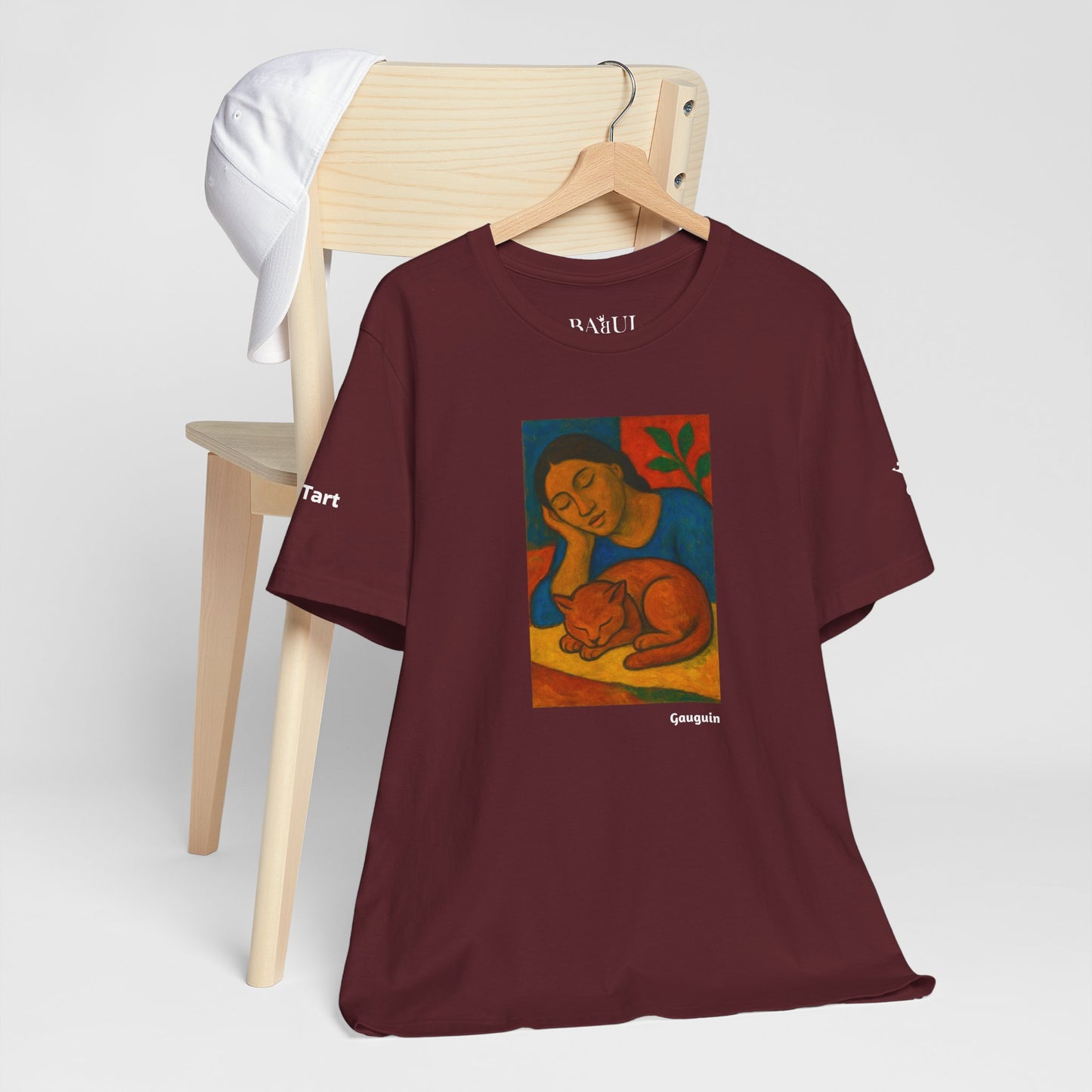 CATART Unisex Jersey Cat T-Shirt - GAUGUIN - Iconic Painting Reimagined with Cats