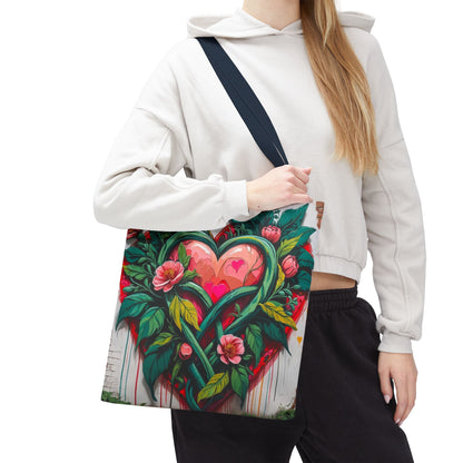 Artistic Surge - Eco-Friendly Canvas Tote Bag - HEARTS OF LOVE