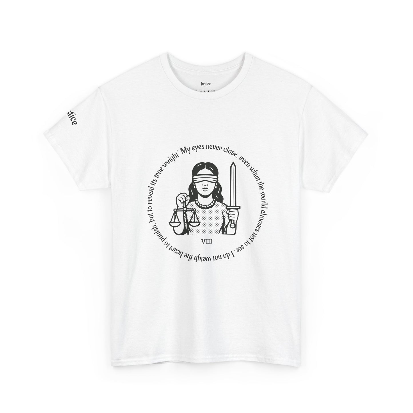 Justice - ArcanaPop T-Shirt – Where Tarot Magic Meets Pop Art