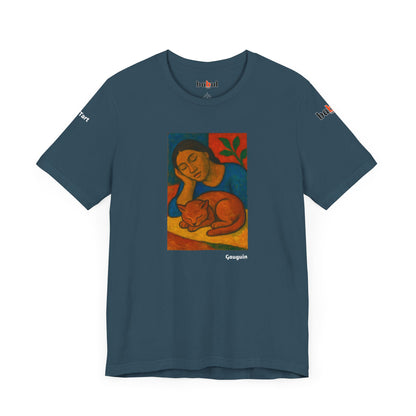 CATART Unisex Jersey Cat T-Shirt - GAUGUIN - Iconic Painting Reimagined with Cats