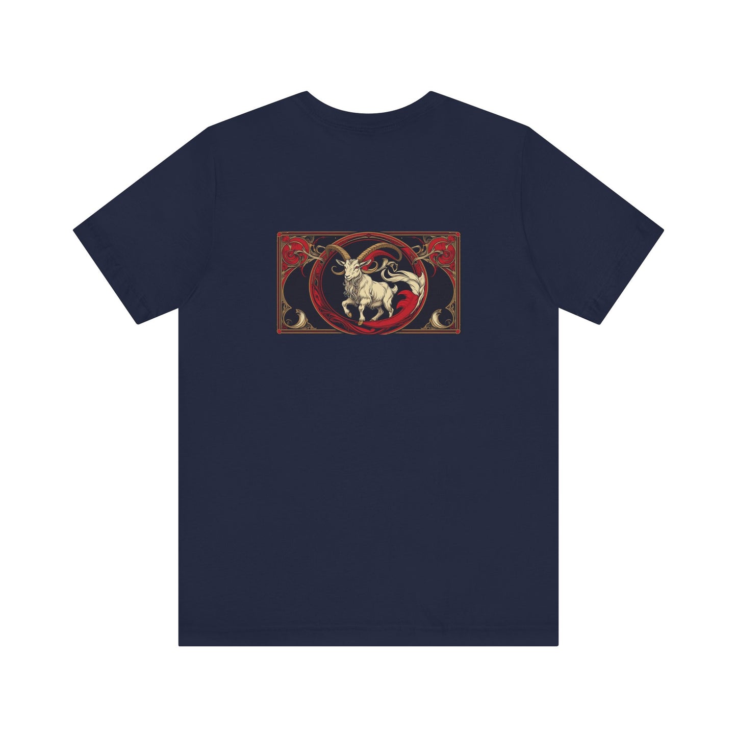 Capricorn - Gothic Zodiac, Red Graphic on the back T-Shirt. Zodiac in the Shadows