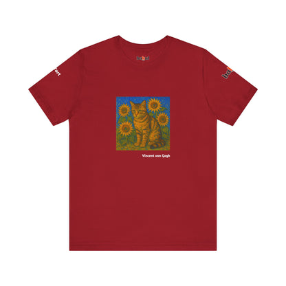 CATART Unisex Jersey Cat T-Shirt - Vincent van Gogh - Iconic Painting Reimagined with Cats