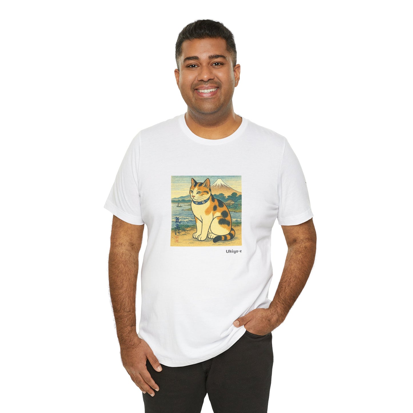 CATART Unisex Jersey Cat T-Shirt - UKIYO-E Japanese art Style - Iconic Painting Reimagined with Cats