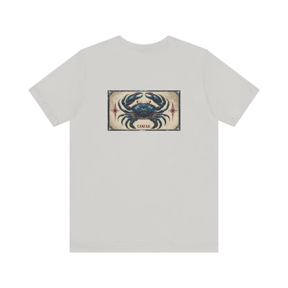 Cancer - Gothic Zodiac T-Shirt. Blue graphic on the back.  Zodiac in the Shadows
