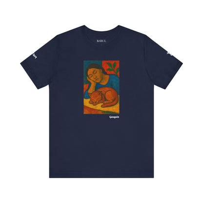 CATART Unisex Jersey Cat T-Shirt - GAUGUIN - Iconic Painting Reimagined with Cats