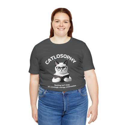 Catlosophy Unisex Jersey Short Sleeve Tee –  "Resting isn't Lazy" Design