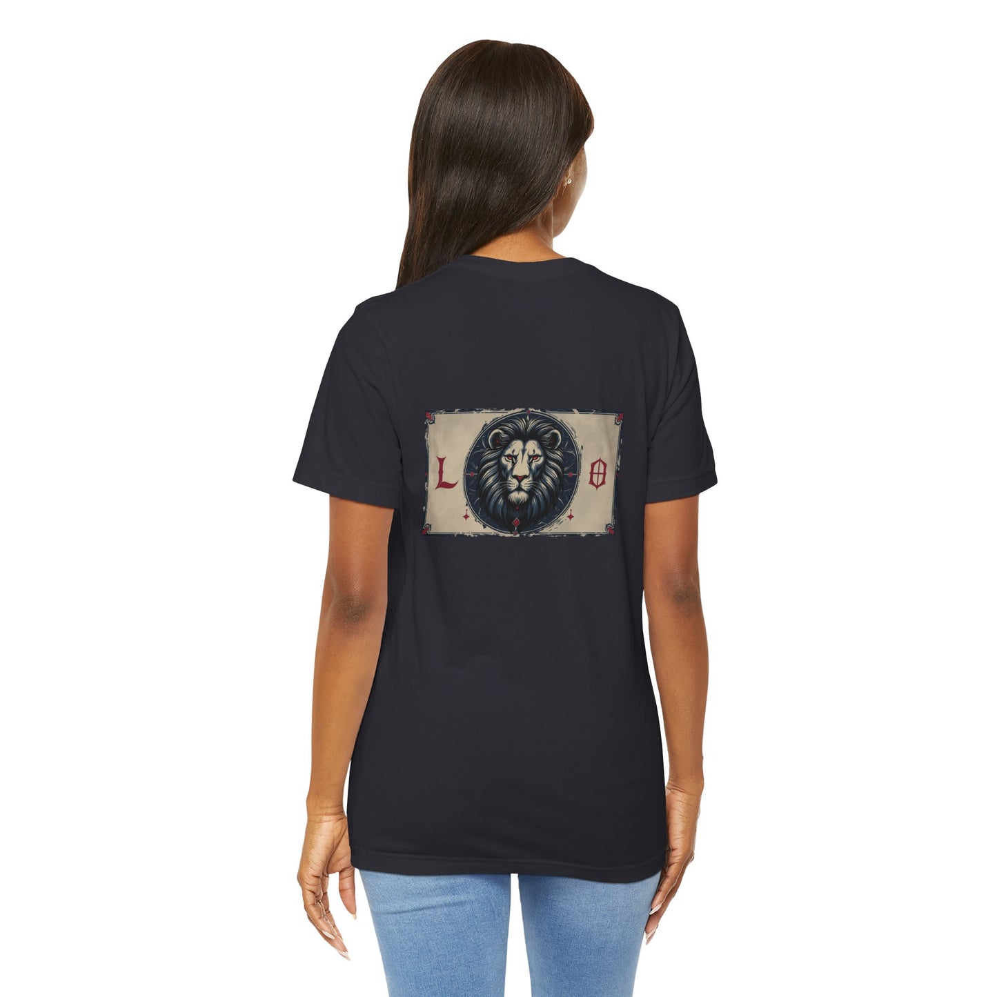 Leo - Gothic Zodiac T-Shirt. Blue graphic on the back.  Zodiac in the Shadows