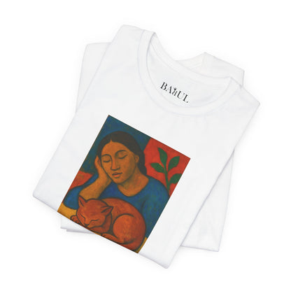 CATART Unisex Jersey Cat T-Shirt - GAUGUIN - Iconic Painting Reimagined with Cats