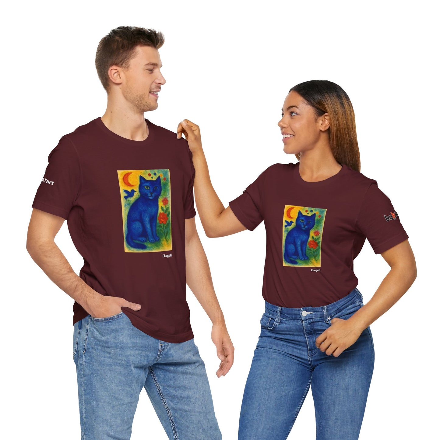 CATART Unisex Jersey Cat T-Shirt - MARC CHAGALL - Iconic Painting Reimagined with Cats