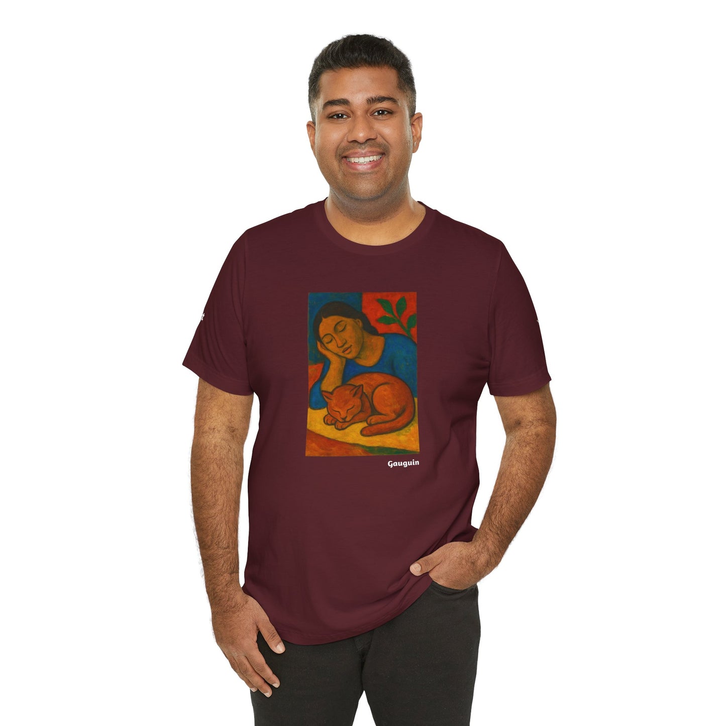 CATART Unisex Jersey Cat T-Shirt - GAUGUIN - Iconic Painting Reimagined with Cats