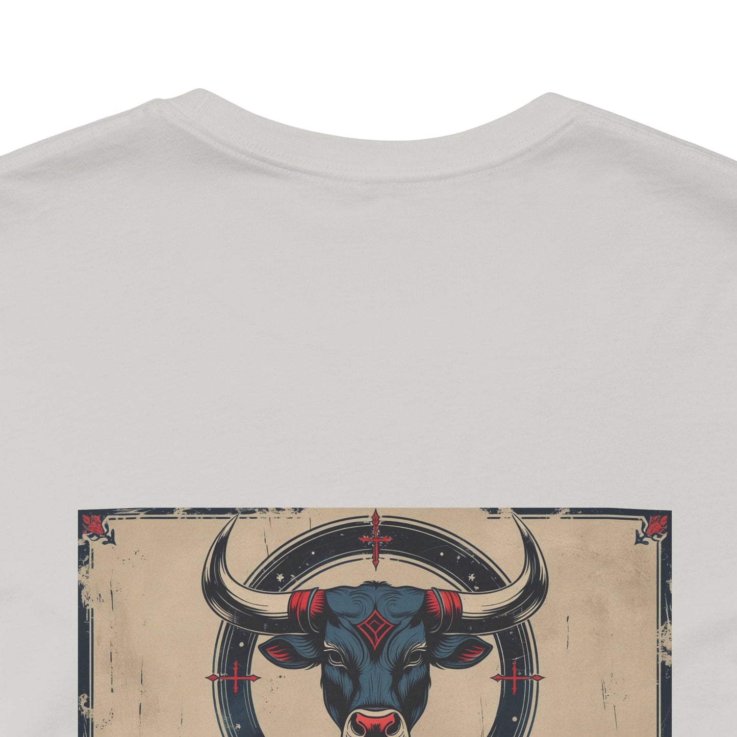 Taurus - Gothic Zodiac T-Shirt. Blue graphic on the back.  Zodiac in the Shadows