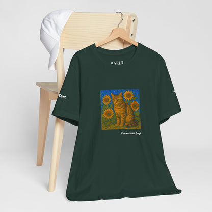 CATART Unisex Jersey Cat T-Shirt - Vincent van Gogh - Iconic Painting Reimagined with Cats