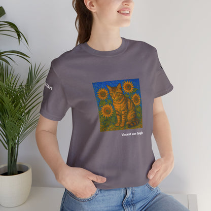 CATART Unisex Jersey Cat T-Shirt - Vincent van Gogh - Iconic Painting Reimagined with Cats