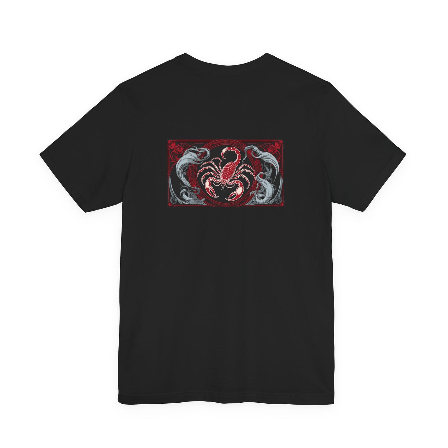 Scorpio - Gothic Zodiac, Red Graphic on the back T-Shirt. Zodiac in the Shadows