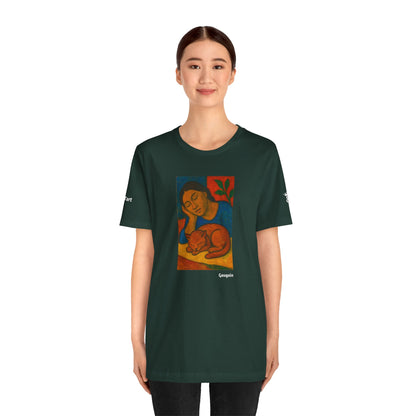CATART Unisex Jersey Cat T-Shirt - GAUGUIN - Iconic Painting Reimagined with Cats