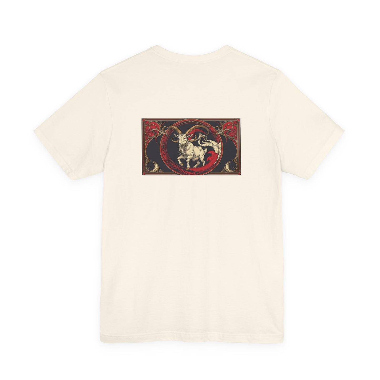 Capricorn - Gothic Zodiac, Red Graphic on the back T-Shirt. Zodiac in the Shadows