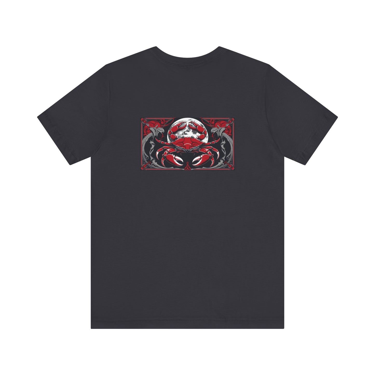Cancer - Gothic Zodiac, Red Graphic on the back T-Shirt. Zodiac in the Shadows