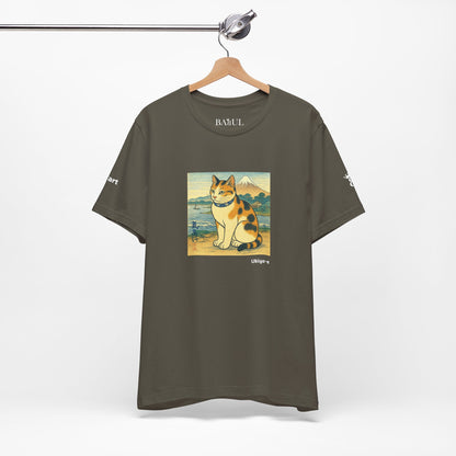 CATART Unisex Jersey Cat T-Shirt - UKIYO-E Japanese art Style - Iconic Painting Reimagined with Cats