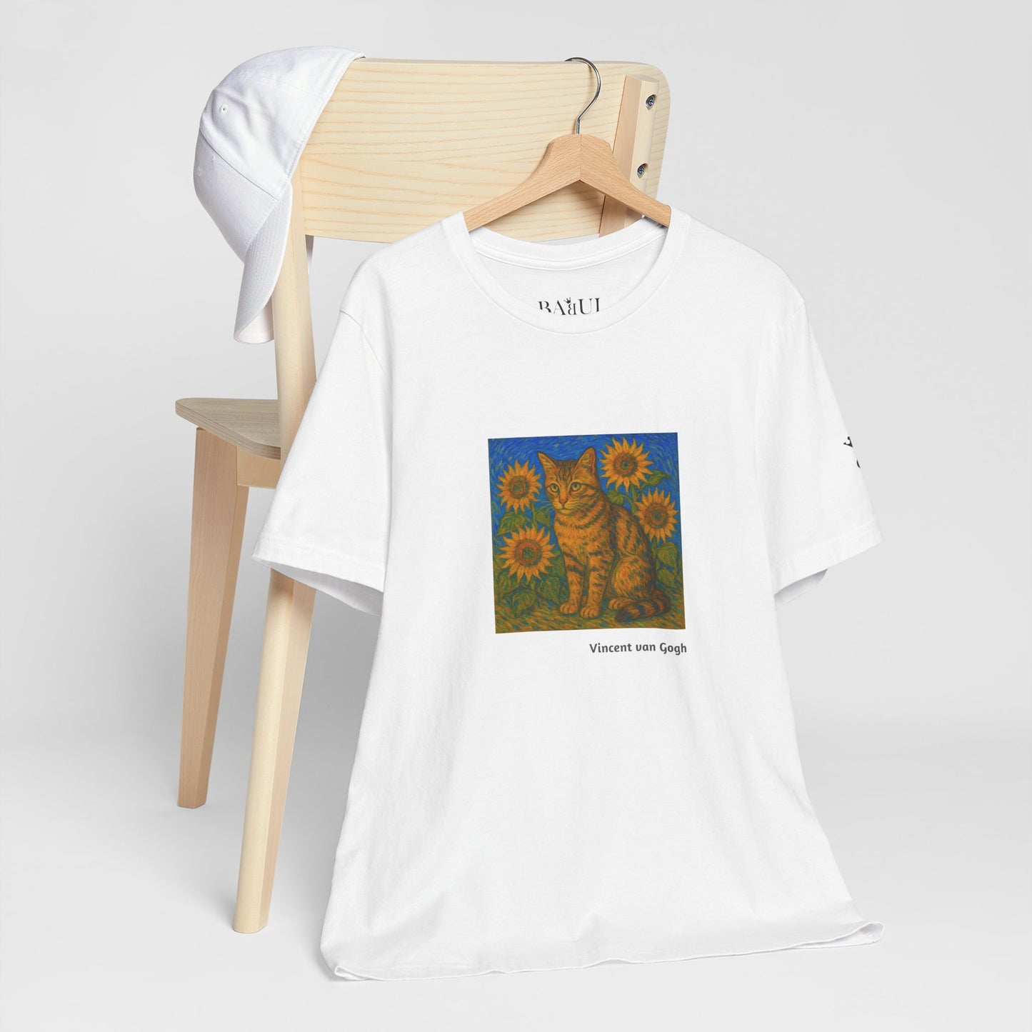 CATART Unisex Jersey Cat T-Shirt - Vincent van Gogh - Iconic Painting Reimagined with Cats
