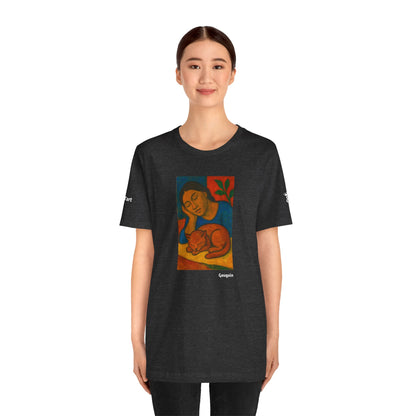 CATART Unisex Jersey Cat T-Shirt - GAUGUIN - Iconic Painting Reimagined with Cats