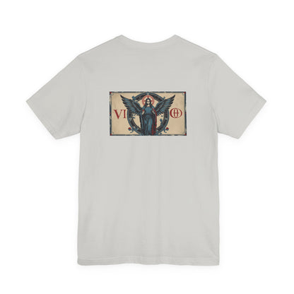 Virgo - Gothic Zodiac T-Shirt. Blue graphic on the back.  Zodiac in the Shadows