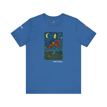 DOGART Unisex Jersey Cat T-Shirt - MARC CHAGALL - Iconic Painting Reimagined with Dogs