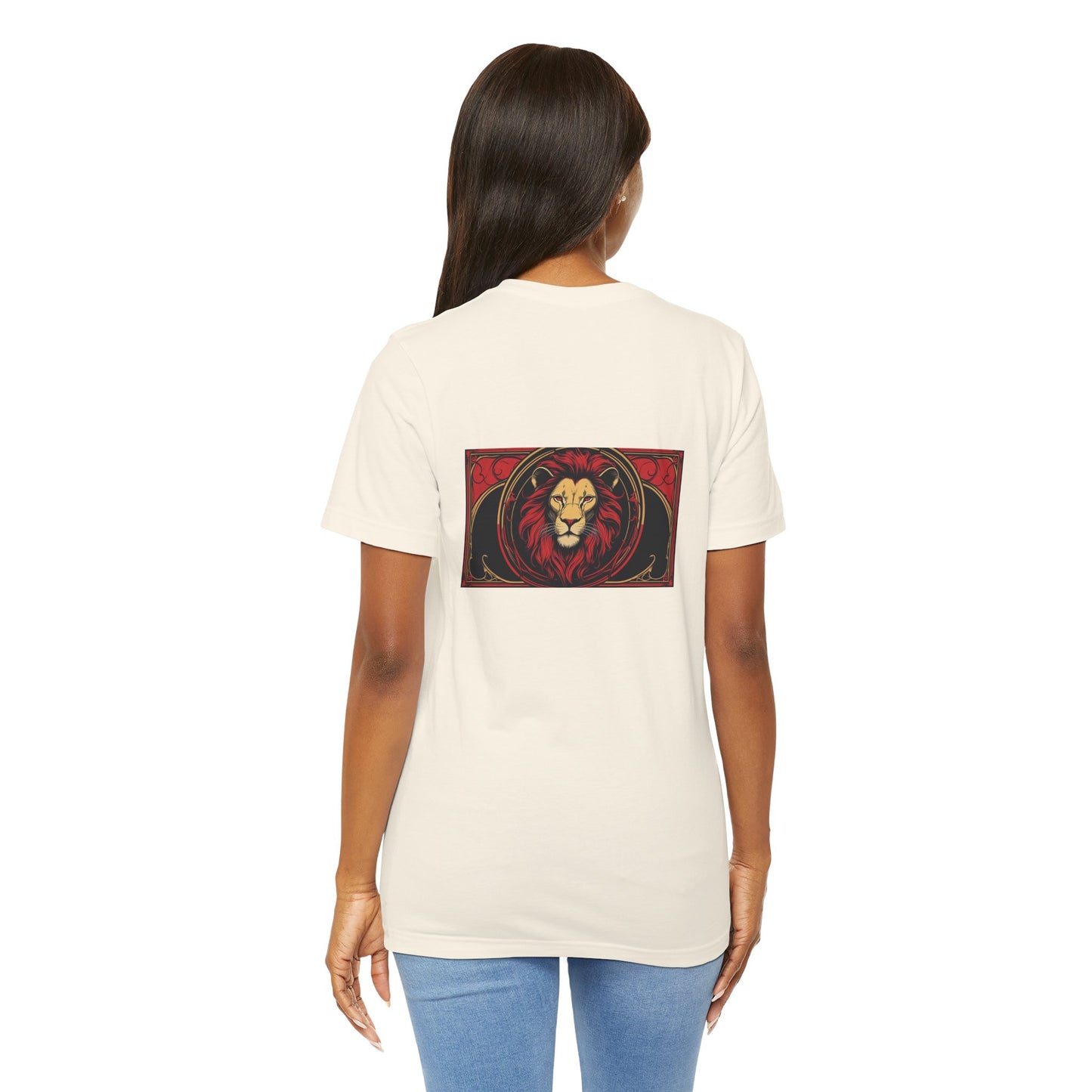 Leo - Gothic Zodiac, Red Graphic on the back T-Shirt. Zodiac in the Shadows
