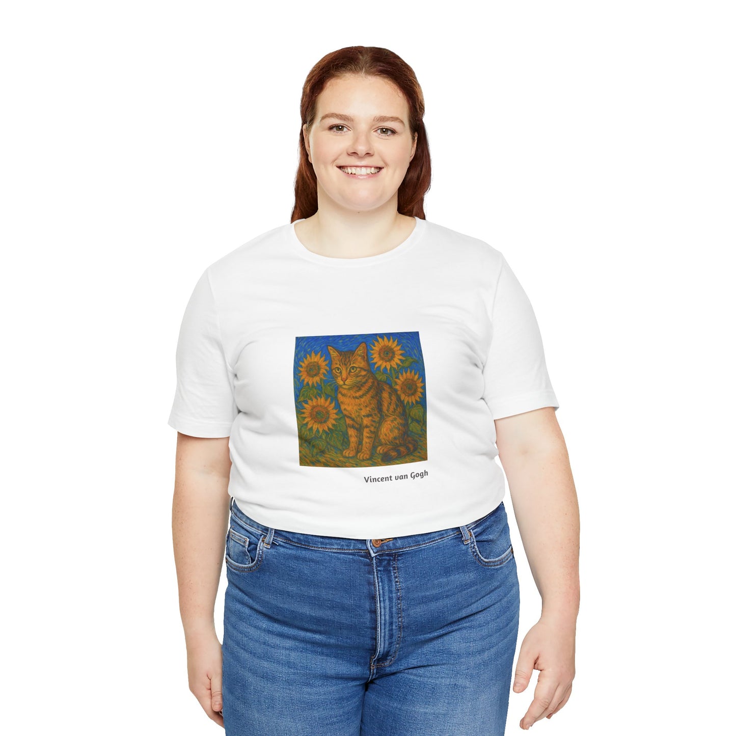 CATART Unisex Jersey Cat T-Shirt - Vincent van Gogh - Iconic Painting Reimagined with Cats