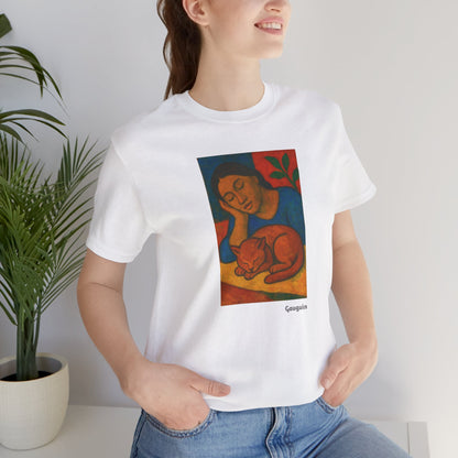 CATART Unisex Jersey Cat T-Shirt - GAUGUIN - Iconic Painting Reimagined with Cats