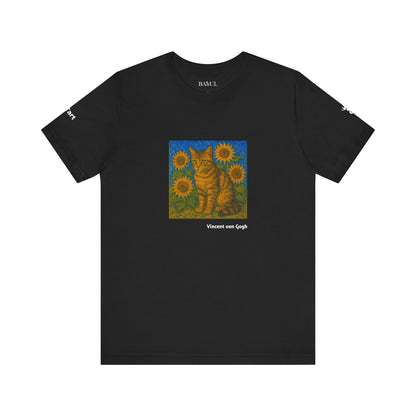 CATART Unisex Jersey Cat T-Shirt - Vincent van Gogh - Iconic Painting Reimagined with Cats