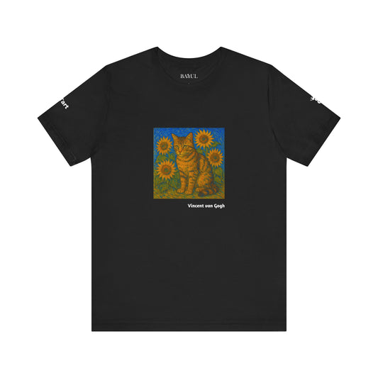 CATART Unisex Jersey Cat T-Shirt - Vincent van Gogh - Iconic Painting Reimagined with Cats
