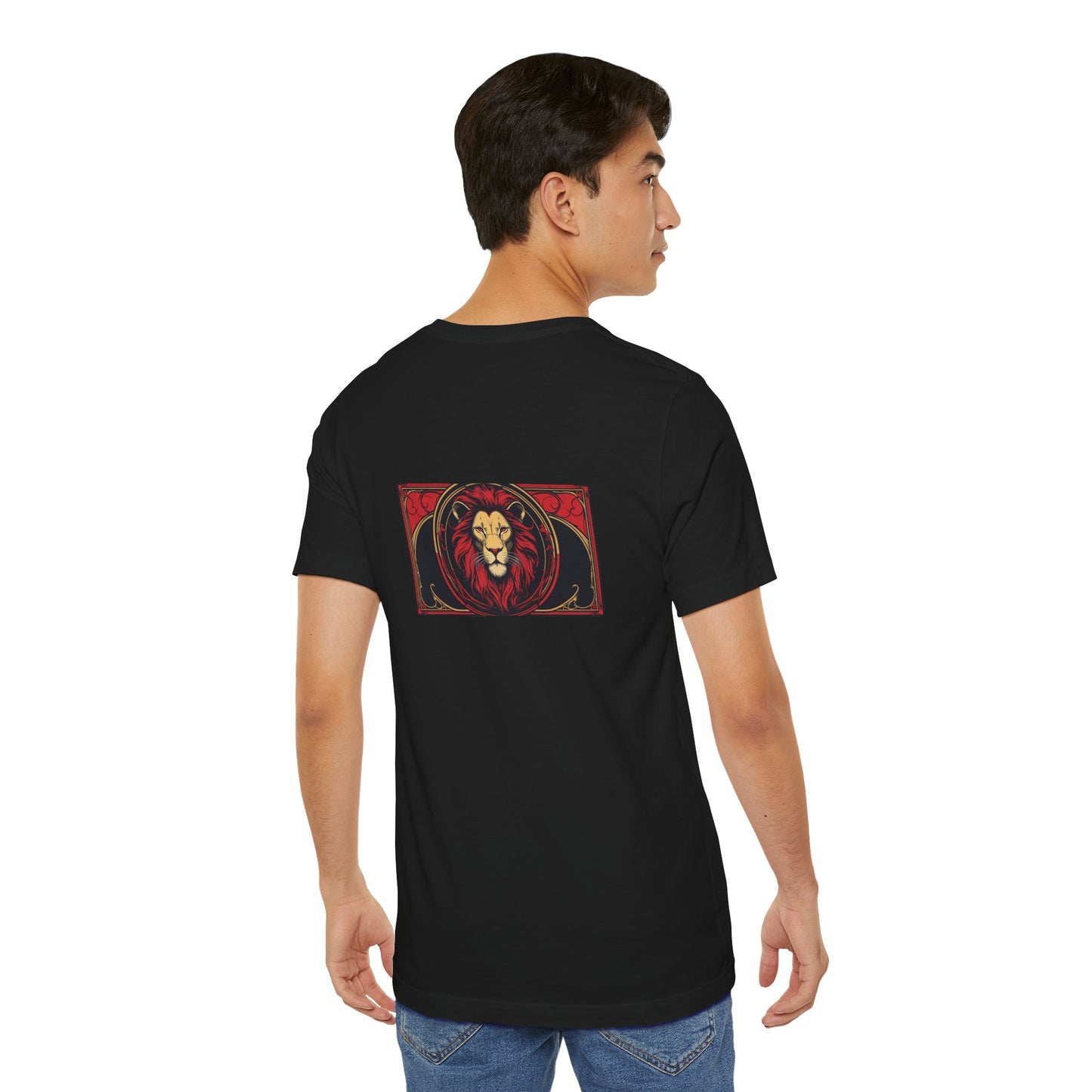 Leo - Gothic Zodiac, Red Graphic on the back T-Shirt. Zodiac in the Shadows
