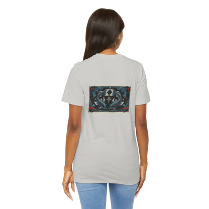 Pisces - Gothic Zodiac T-Shirt. Blue graphic on the back.  Zodiac in the Shadows