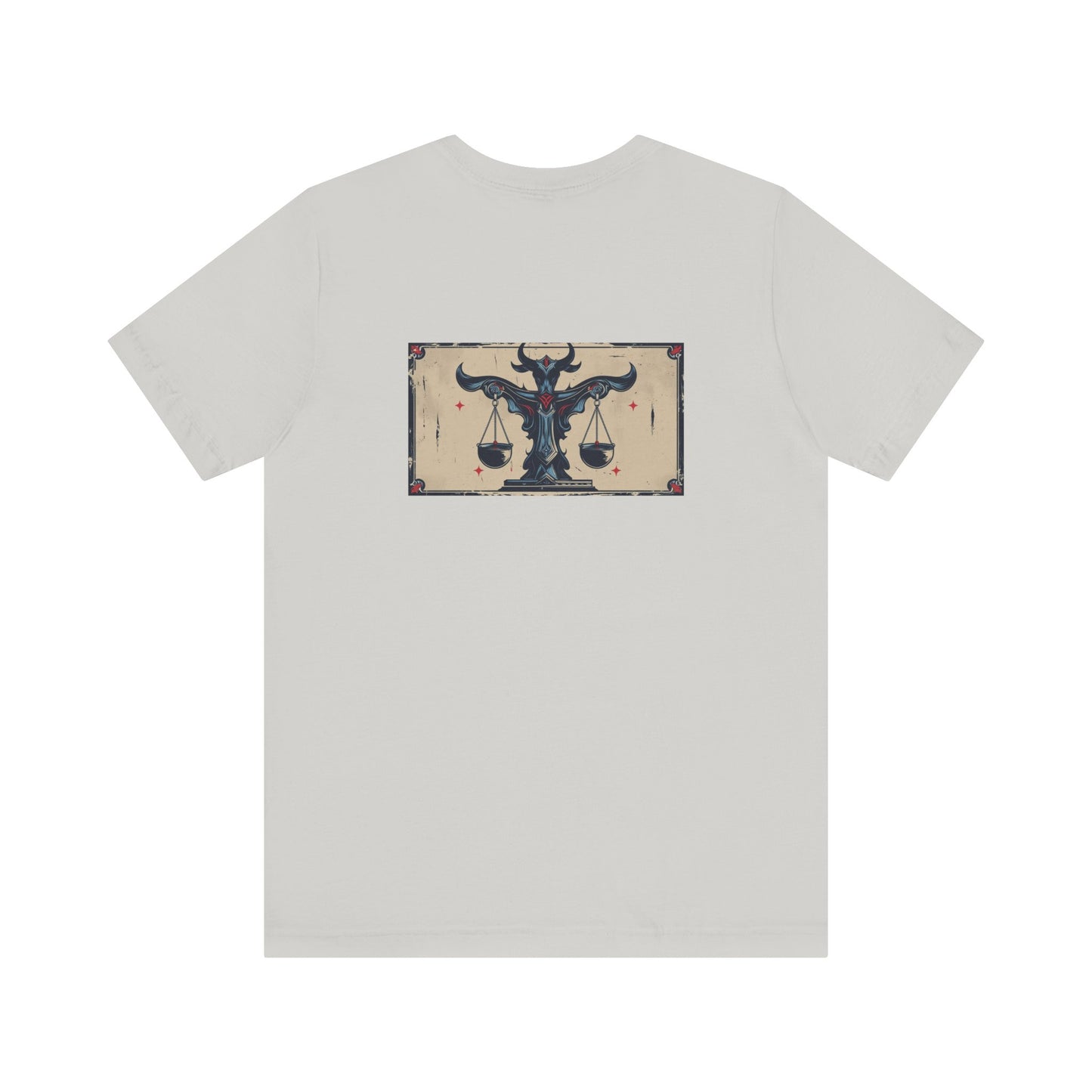 Libra - Gothic Zodiac T-Shirt. Blue graphic on the back.  Zodiac in the Shadows