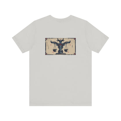 Libra - Gothic Zodiac T-Shirt. Blue graphic on the back.  Zodiac in the Shadows
