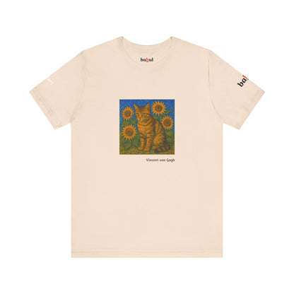 CATART Unisex Jersey Cat T-Shirt - Vincent van Gogh - Iconic Painting Reimagined with Cats