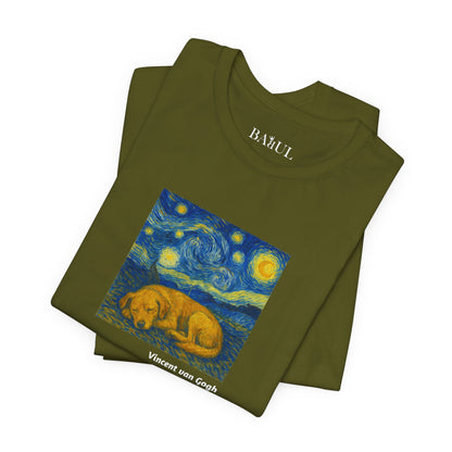 DOGART Unisex Jersey Dog T-Shirt - VAN GOGH - Iconic Painting Reimagined with Dogs