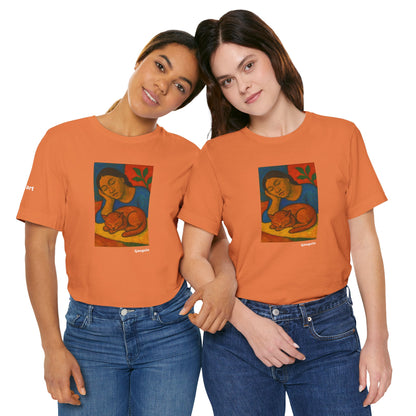 CATART Unisex Jersey Cat T-Shirt - GAUGUIN - Iconic Painting Reimagined with Cats