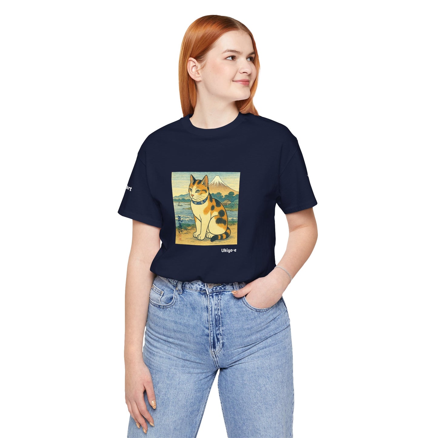 CATART Unisex Jersey Cat T-Shirt - UKIYO-E Japanese art Style - Iconic Painting Reimagined with Cats