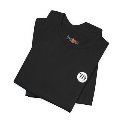 Virgo - Gothic Zodiac T-Shirt. Blue graphic on the back.  Zodiac in the Shadows