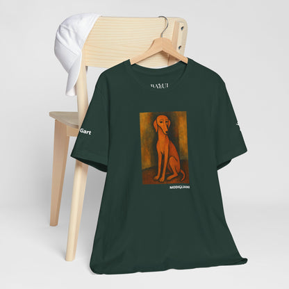 DOGART Unisex Jersey DOG T-Shirt - MODIGLIANI - Iconic Painting Reimagined with Dogs