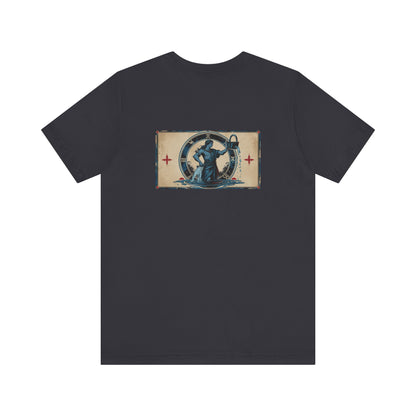 Aquarius - Gothic Zodiac T-Shirt. Blu graphic on the back.  Zodiac in the Shadows