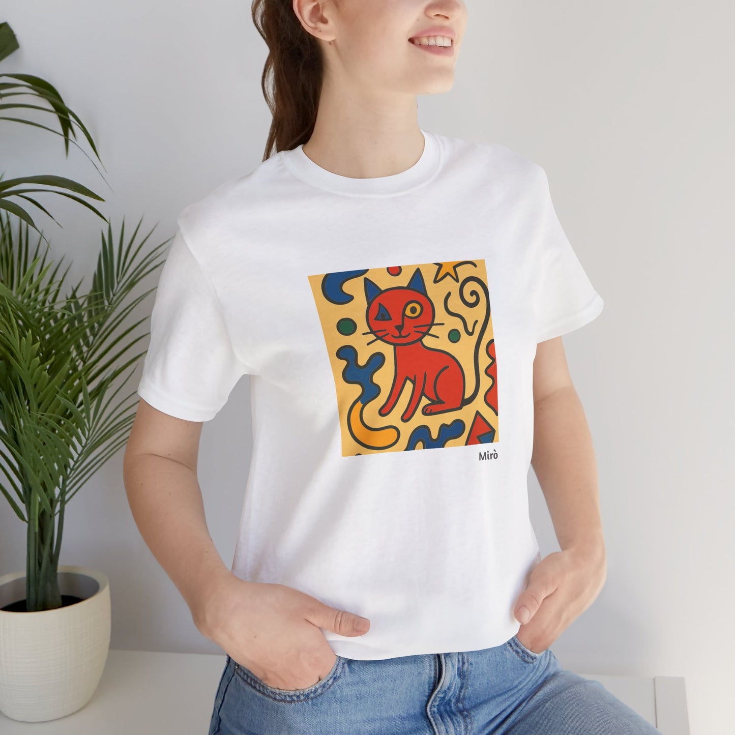 CATART Unisex Jersey Cat T-Shirt - MIRO - Iconic Painting Reimagined with Cats