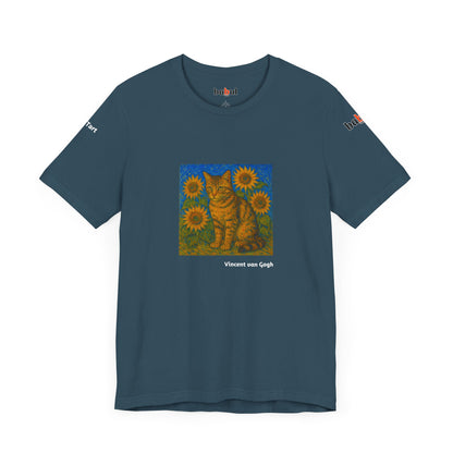 CATART Unisex Jersey Cat T-Shirt - Vincent van Gogh - Iconic Painting Reimagined with Cats