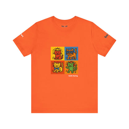 CATART Unisex Jersey Cat T-Shirt - KEITH HARING - Iconic Painting Reimagined with Cats