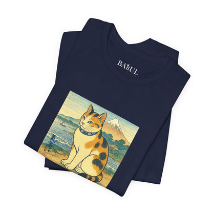 CATART Unisex Jersey Cat T-Shirt - UKIYO-E Japanese art Style - Iconic Painting Reimagined with Cats