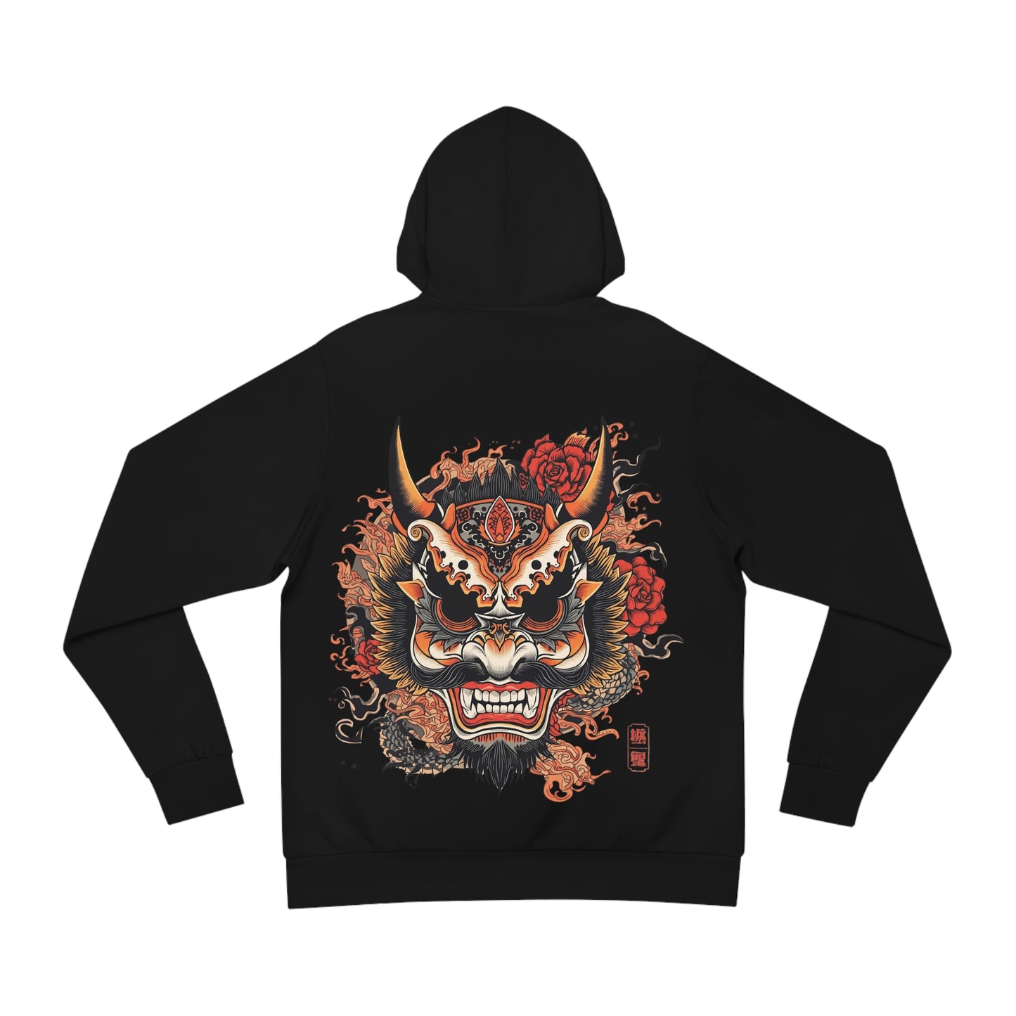 Bold Oni Mask Hoodie - Japanese Irezumi Tattoo Art Streetwear
